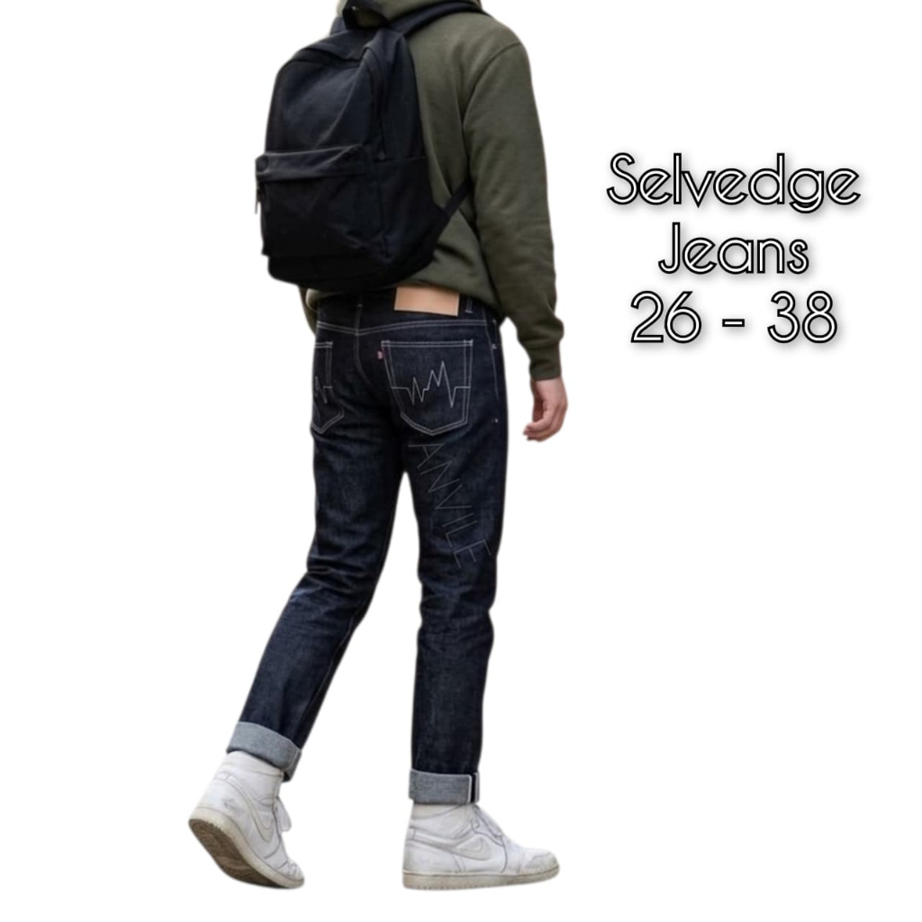 Celana Jeans Selvedge Pria Celana Panjang Denim Selvadge Accent 15 oz 26 27 28 29 30 31 32 33 34