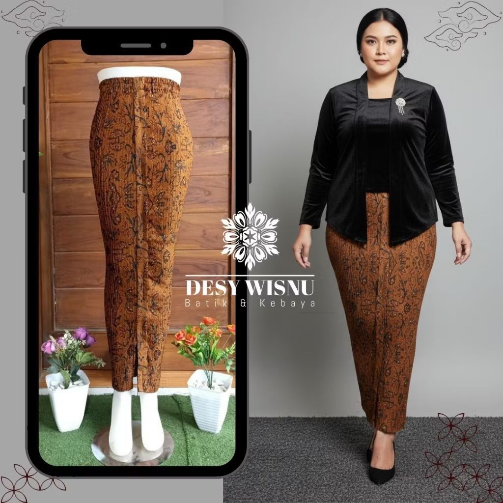 Rok Plisket Batik Murah Motif Wahyu Tumurun | All Size Jumbo Fit | Rok Wanita Kekinian Harga Terbaik