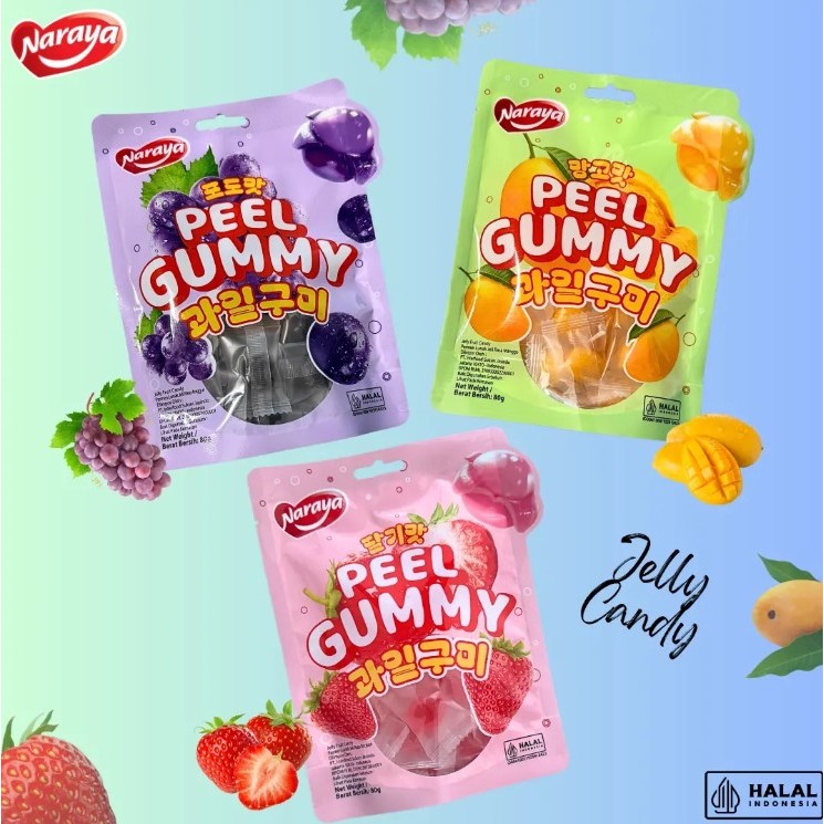 Naraya Peel Gummy Strawberry Candy Mango Lemon Candy Grape Peach Candy