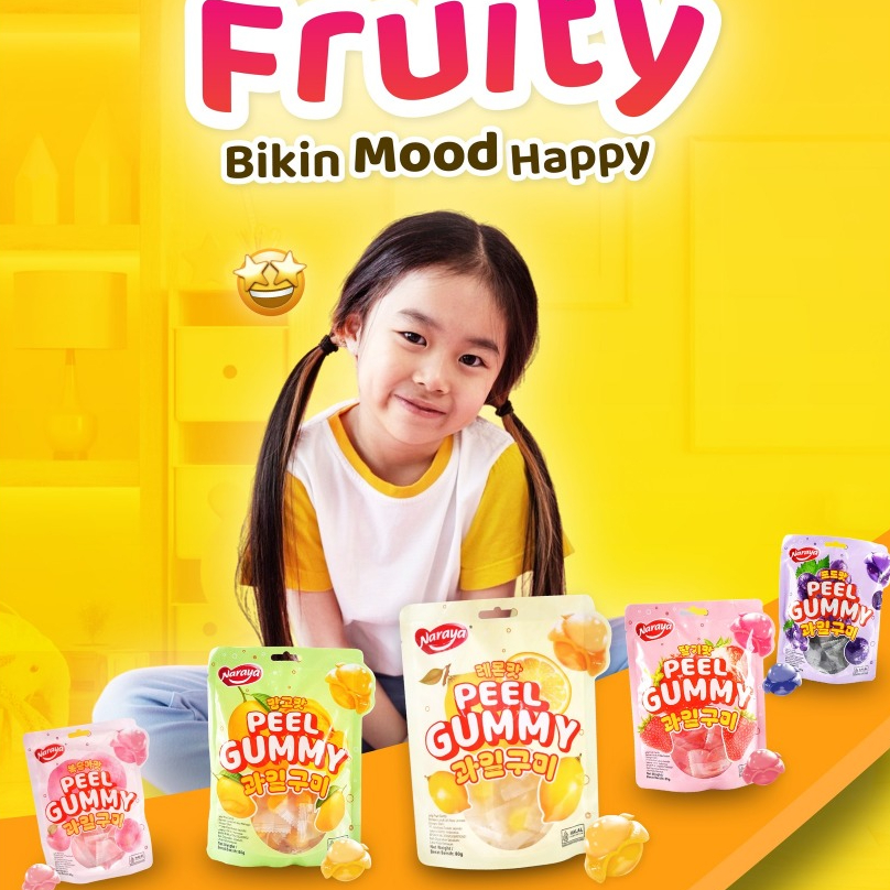 Naraya Peel Gummy Strawberry Candy Mango Lemon Candy Grape Peach Candy