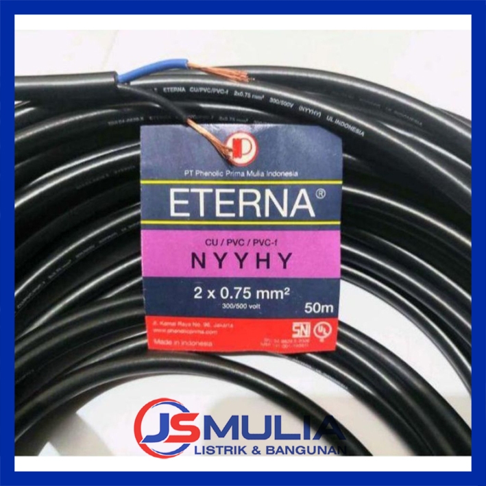 Kabel ETERNA NYYHY 2x0.75 Hitam serabut eceran
