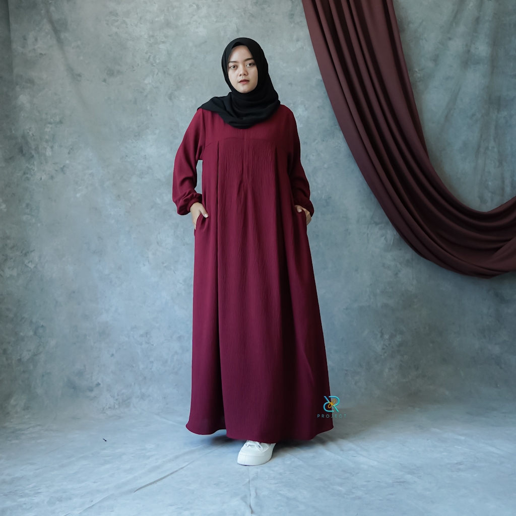 D&R PROJECT _ GAMIS CRINKLE AIRFLOW FASHION MUSLIM SYARI MAURA DRESS BAJU MUSLIM WANITA TERBARU