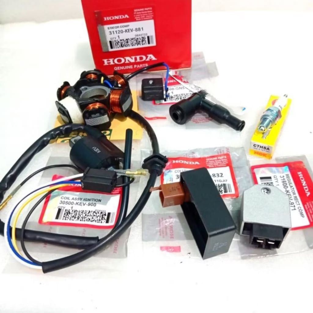 Paket Pengapian 6 Item Spull spull Assy set Honda Supra X Supra Fit Old New Revo Lama KEV + Cdi + Co