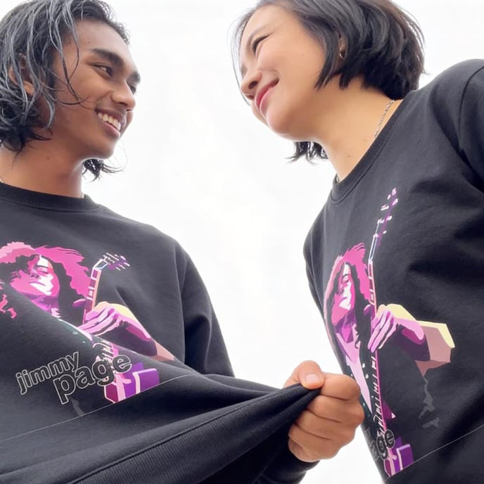 Sweater Jimmy Page Crewneck Unisex Sweatshirt Bahan Cotton Fleece Adem & Nyaman || SWEATER COUPLE ||