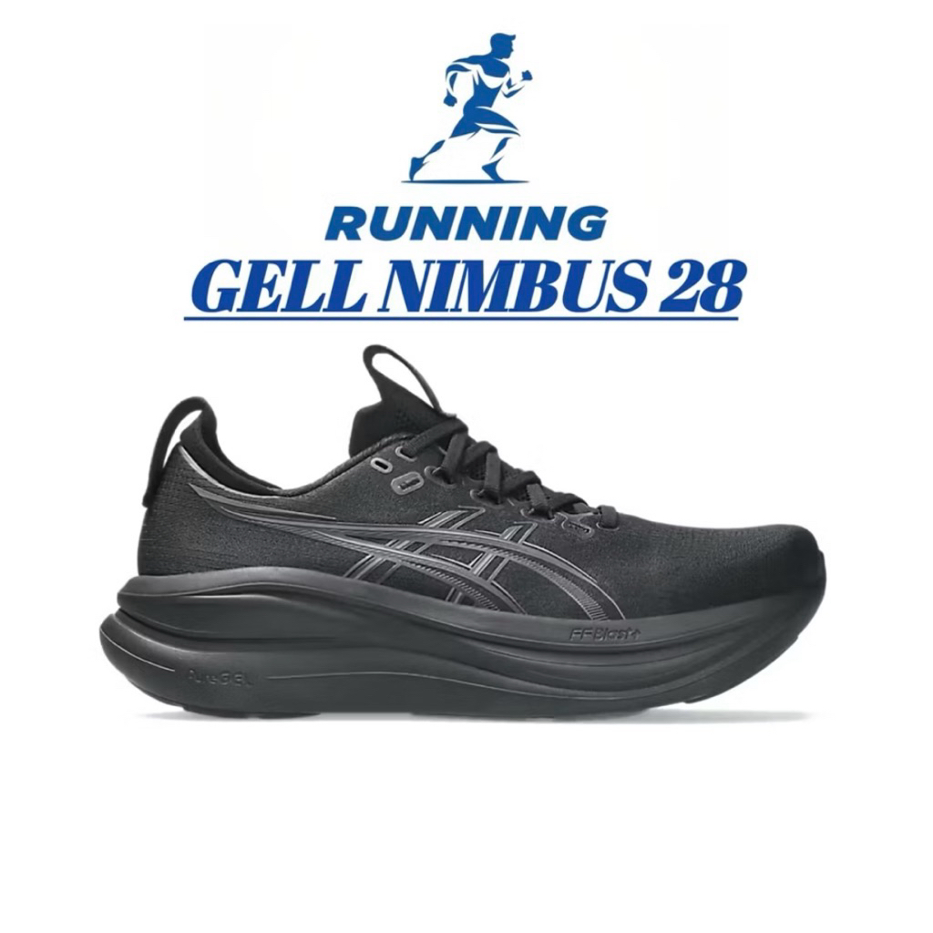 Sepatu Lari Pria Asic Gel Nimbus 28 New Triple Black