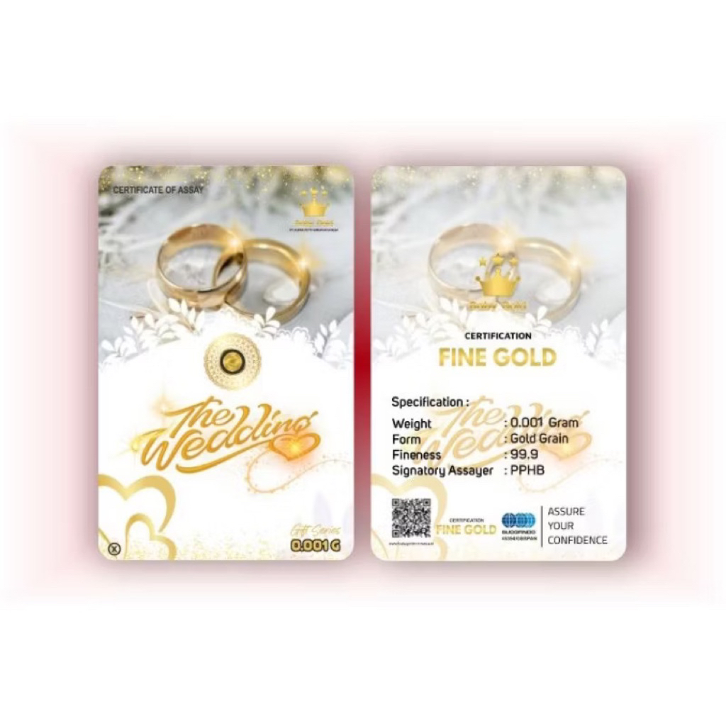 BABY GOLD HAPPY WEDDING 0.001 GRAM EMAS MINI LOGAM MULIA ORIGINAL GIFT SERIES