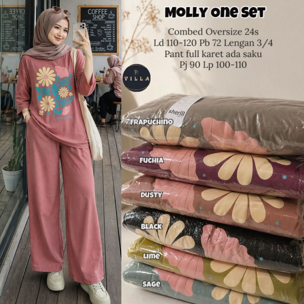 Molly one set combad / Nazla set kaos comhad terbaru bisa buat ld jumbo By RAV.VILLA