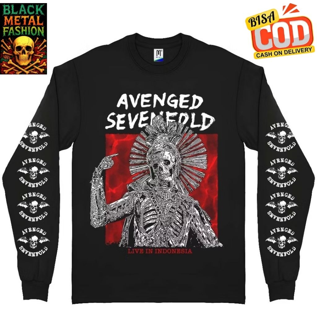 [COD] Kaos T-shirt Lengan Panjang Band Metal Avenged Sevenfold - Tour Indonesia Live Jakarta | Kaos 