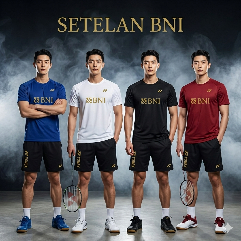 JERSEY KAOS BADMINTON BULUTANGKIS BNI GOLD CASUAL - BISA CUSTOM NAMA DAN LOGO