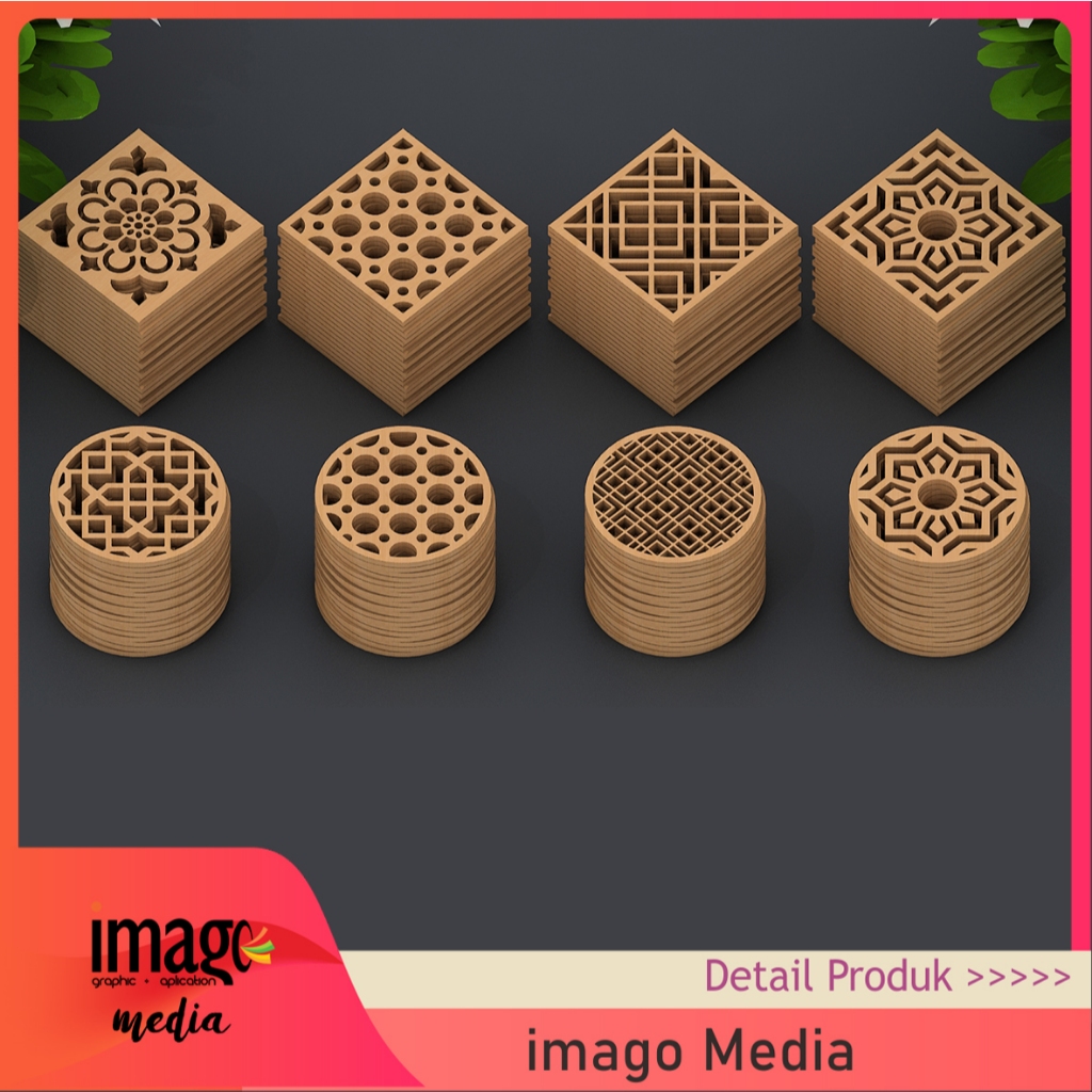 Coaster Set and Box with Dividers, CNC Router Plasma DXF Vector