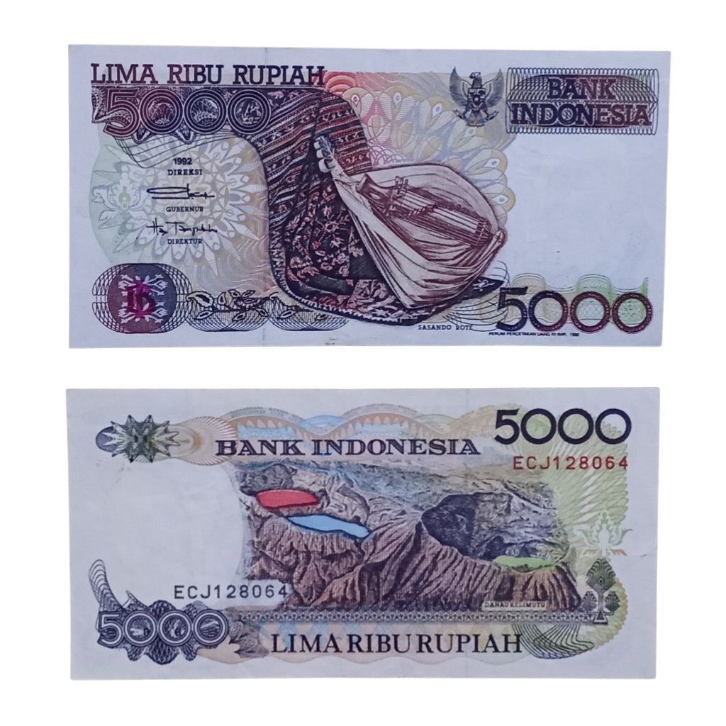 Uang Kuno 5000 Rupiah Sasando tahun 1992, kondisi UNC
