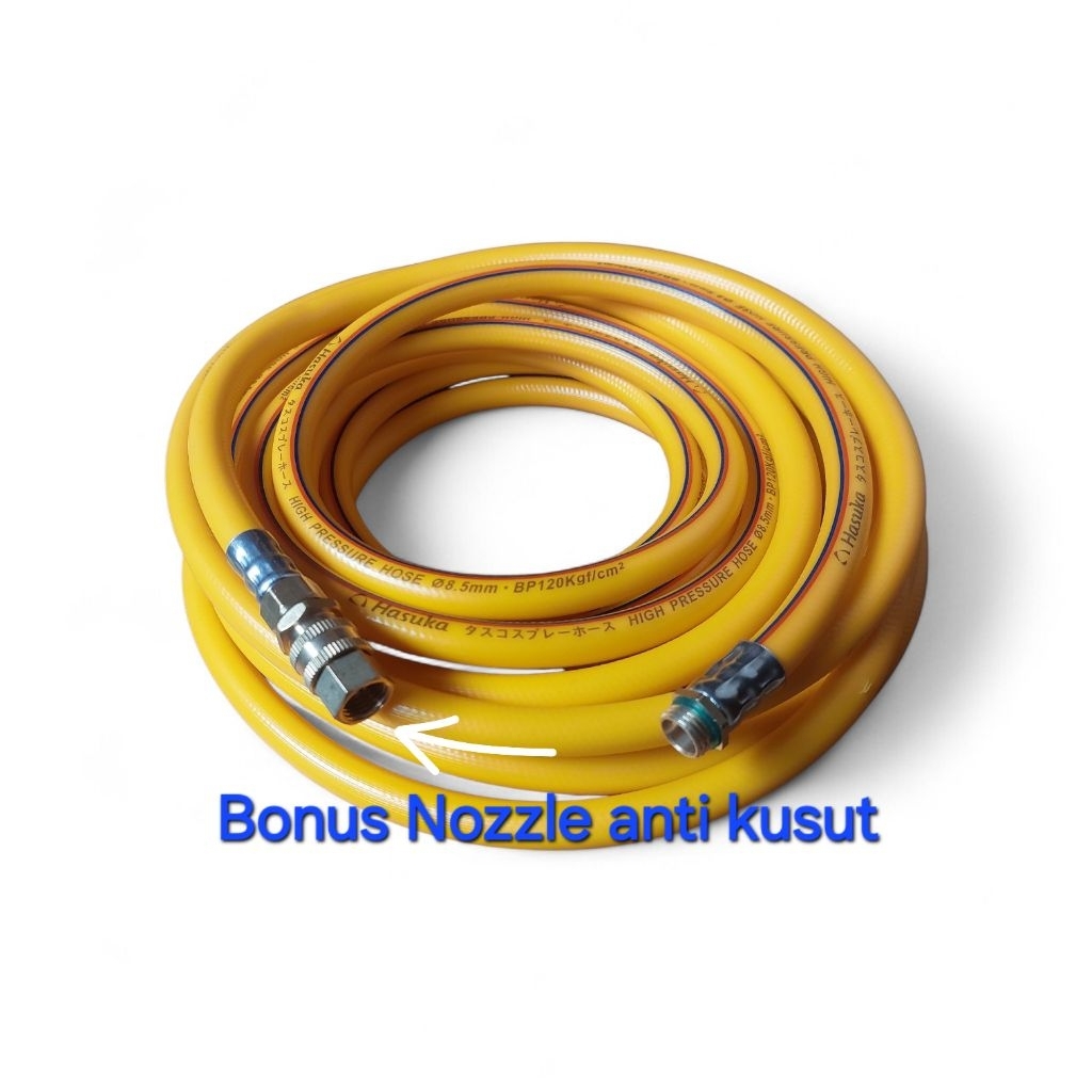 Selang Steam Selang Angin Bonus Nozzle Anti Kusut - Selang Kompresor Selang Mesin Steam 10 M , 15 M 