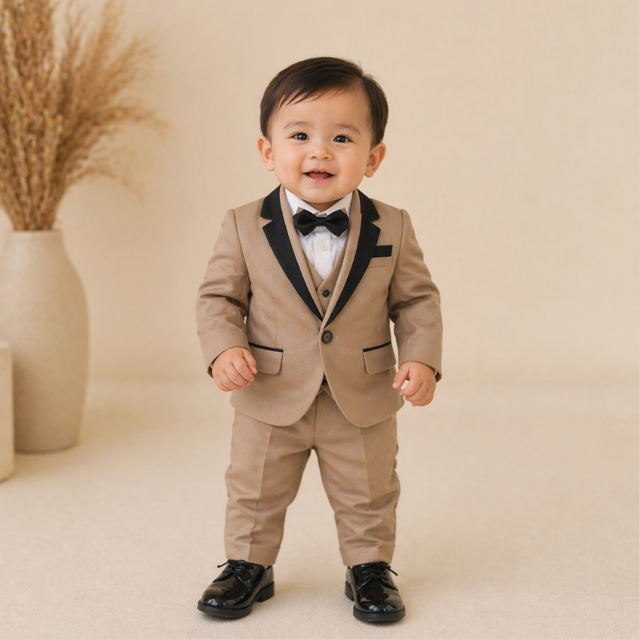Setelan Jas Anak Laki Premium COKLAT 8in1 Usia 1 2 Tahun - Setelan Pesta Jas Anak Cowok Tuxedo LENGK