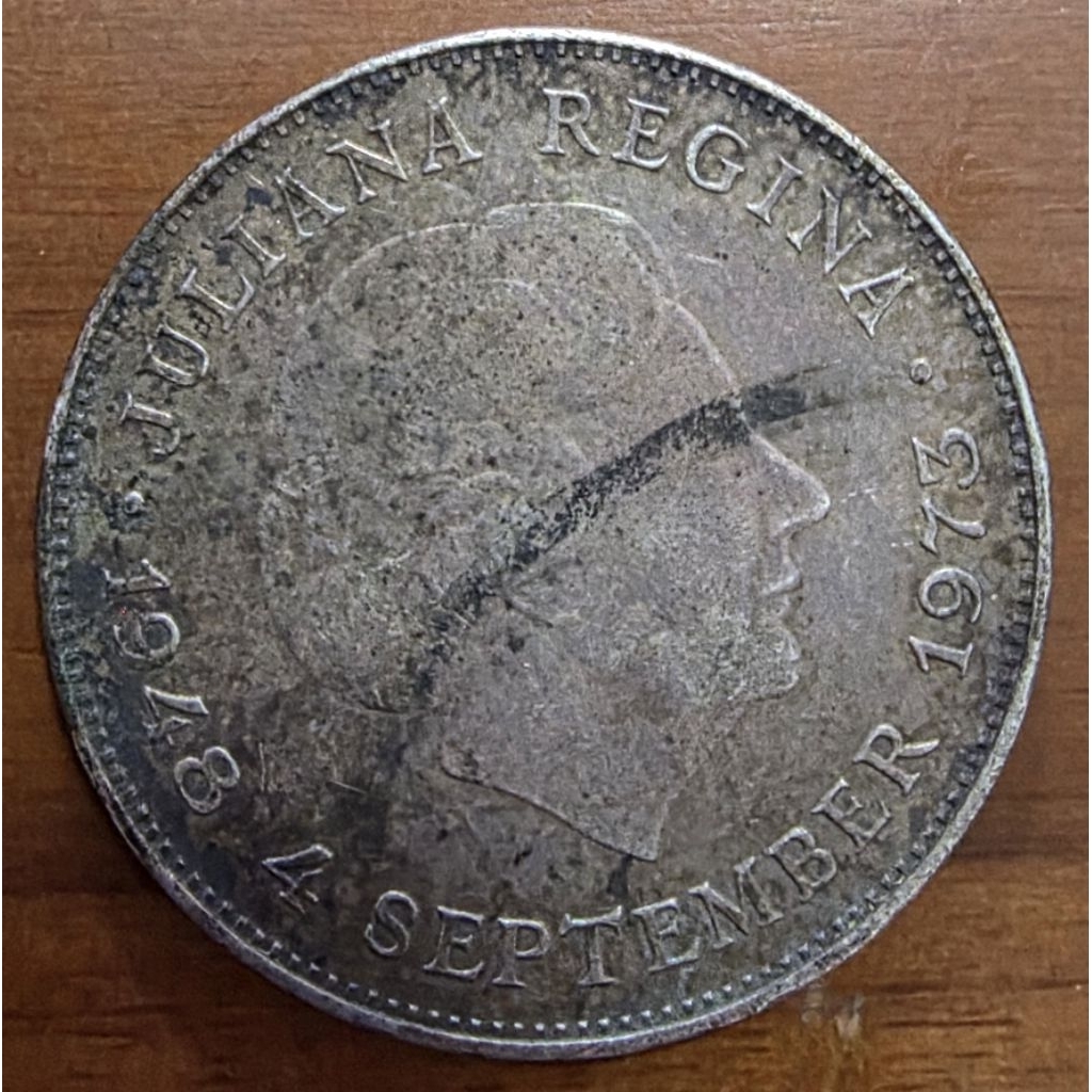 Koin Perak 10 Gulden 1973 Juliana