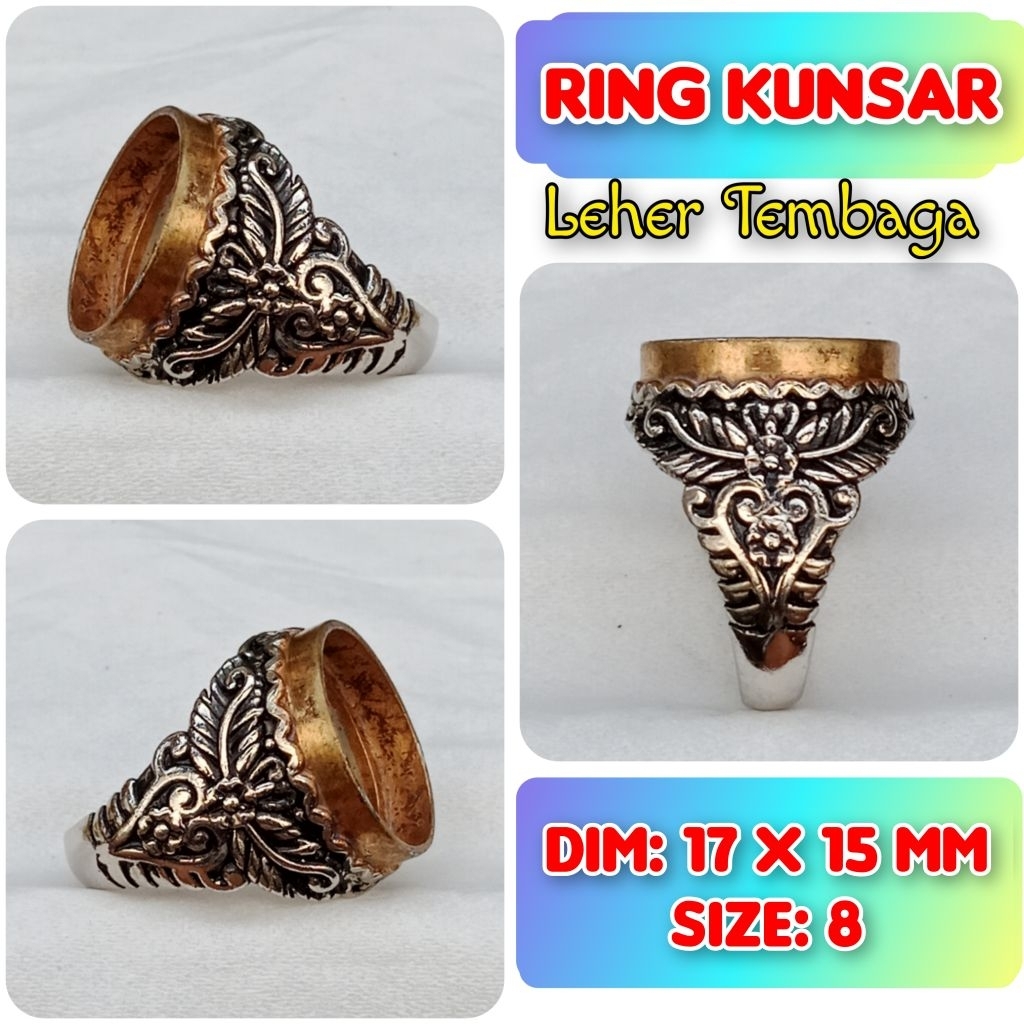 Cincin Emban Batu Akik dan Permata Leher Tembaga.22