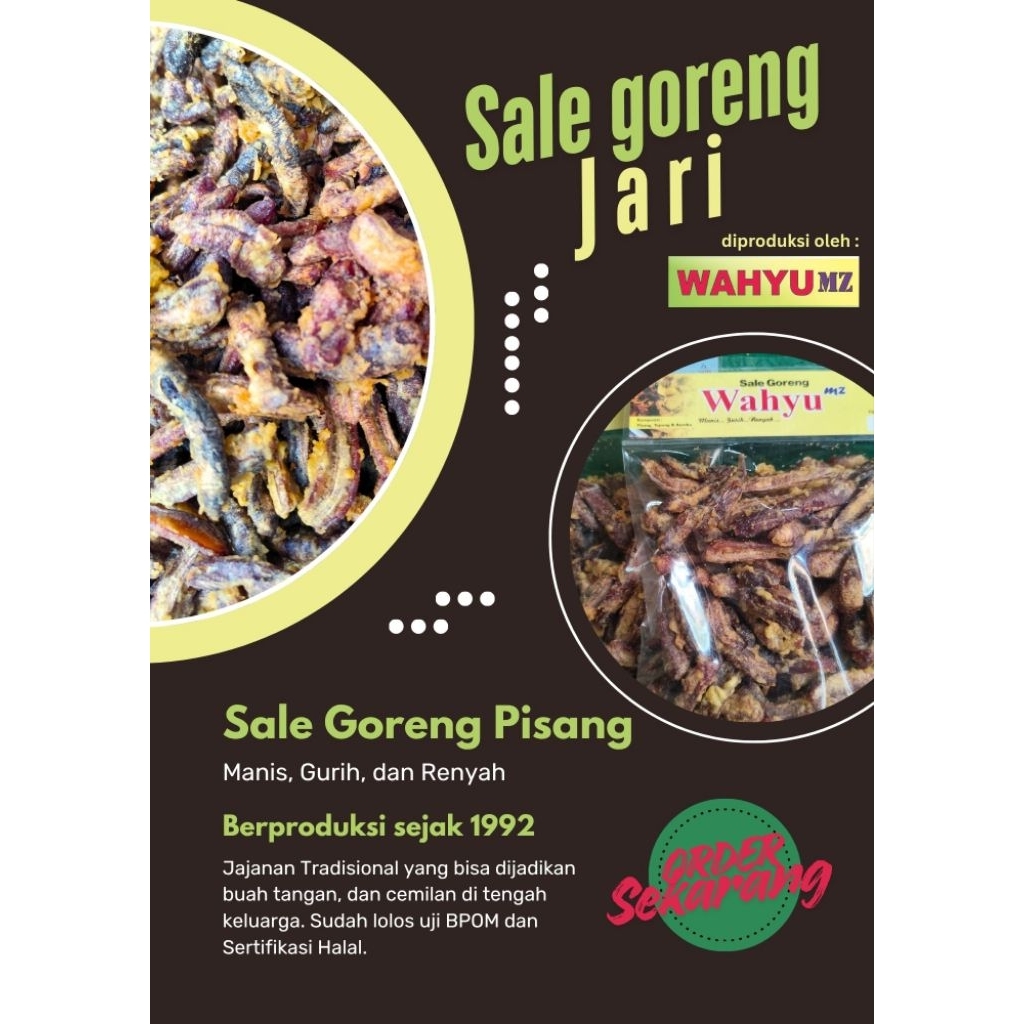 Sale goreng jari cemilan tradisional makanan khas Purwokerto Banyumas bahan pisang raja rasanya reny