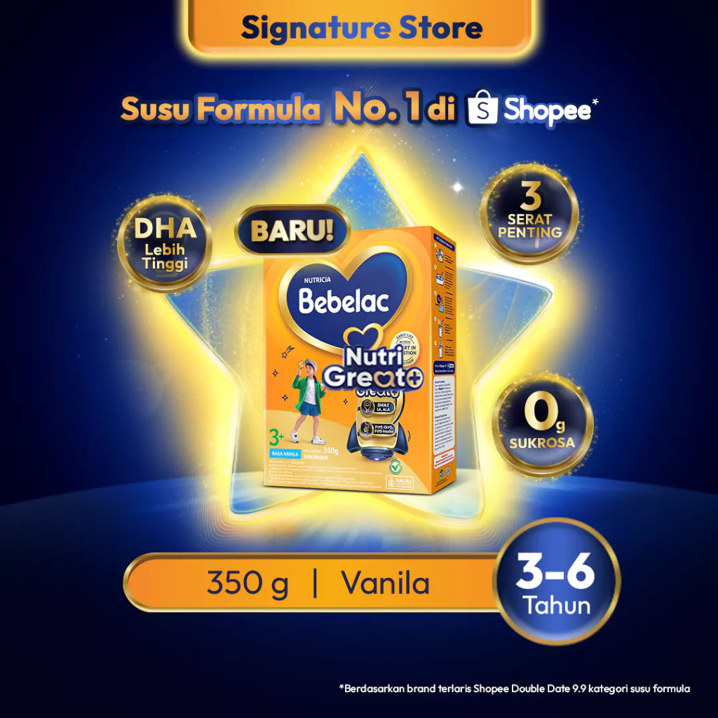 BEBELAC 3+ SUSU BUBUK VANILLA 350g [BABY MILK SHOP]