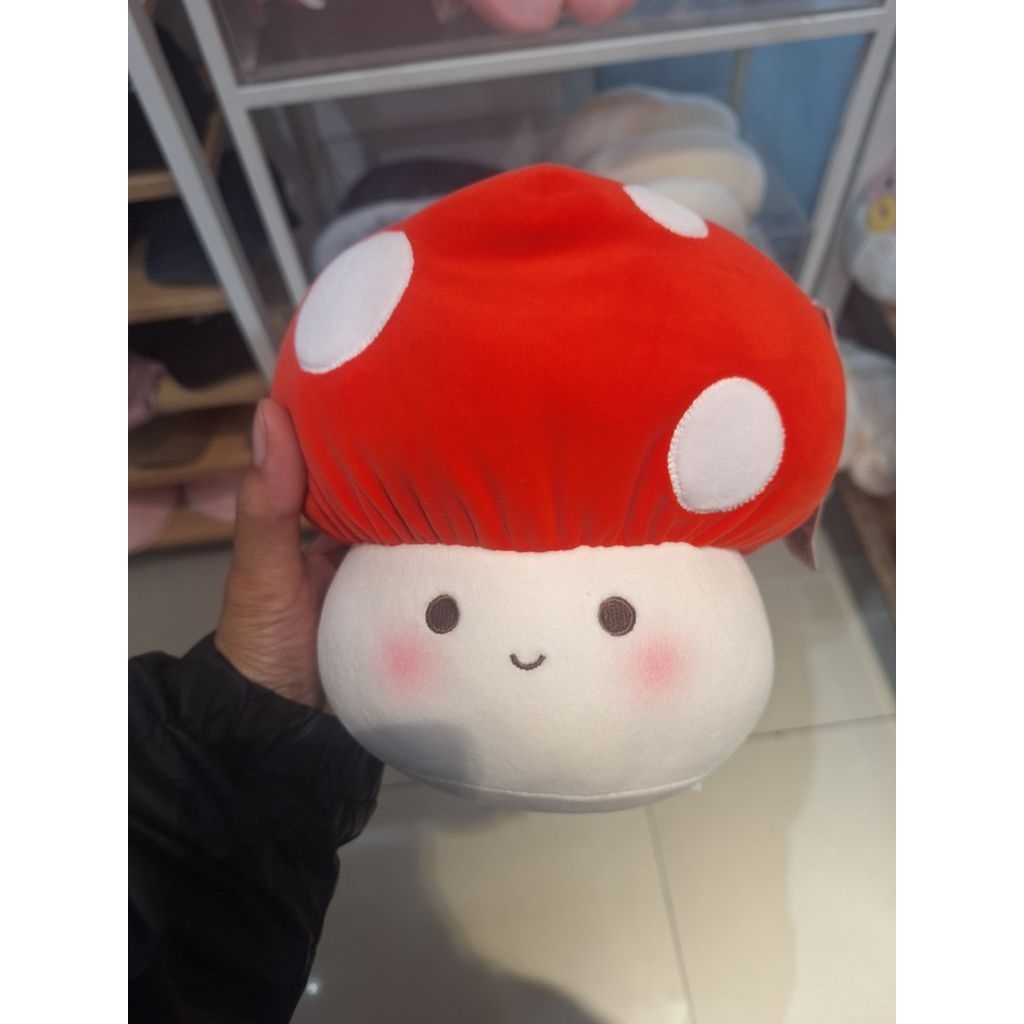 miniso pink boneka jamur lucu lembut jamur mario