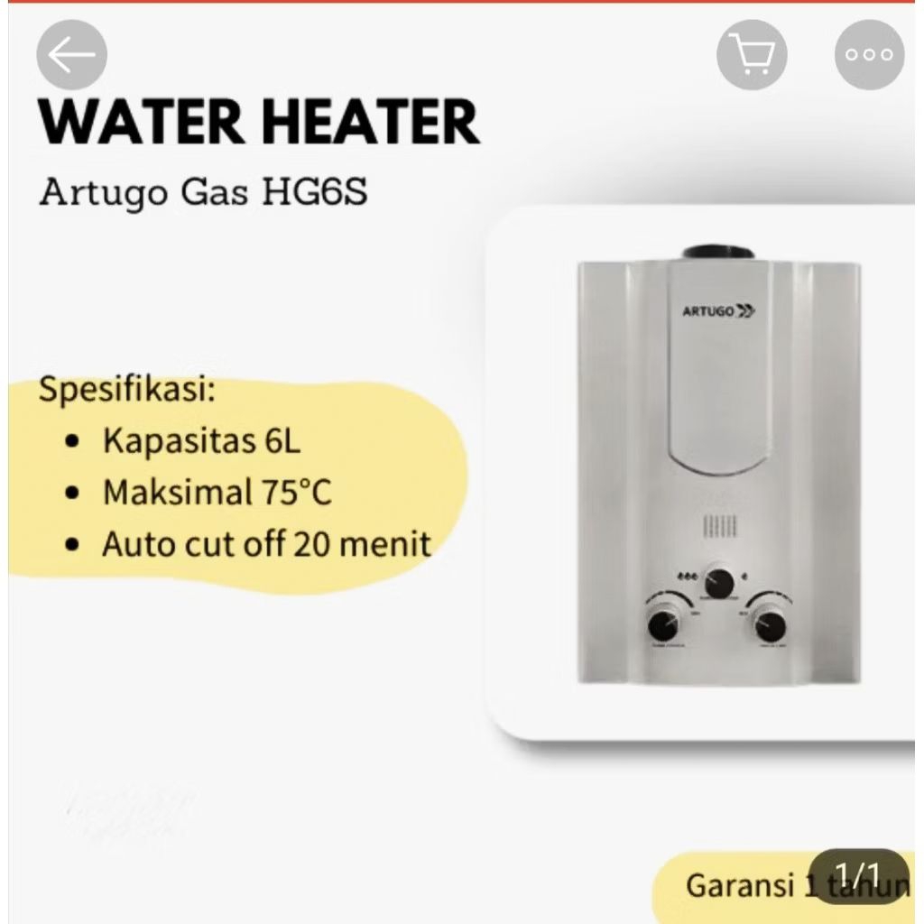 water heater Artugo HG-6S