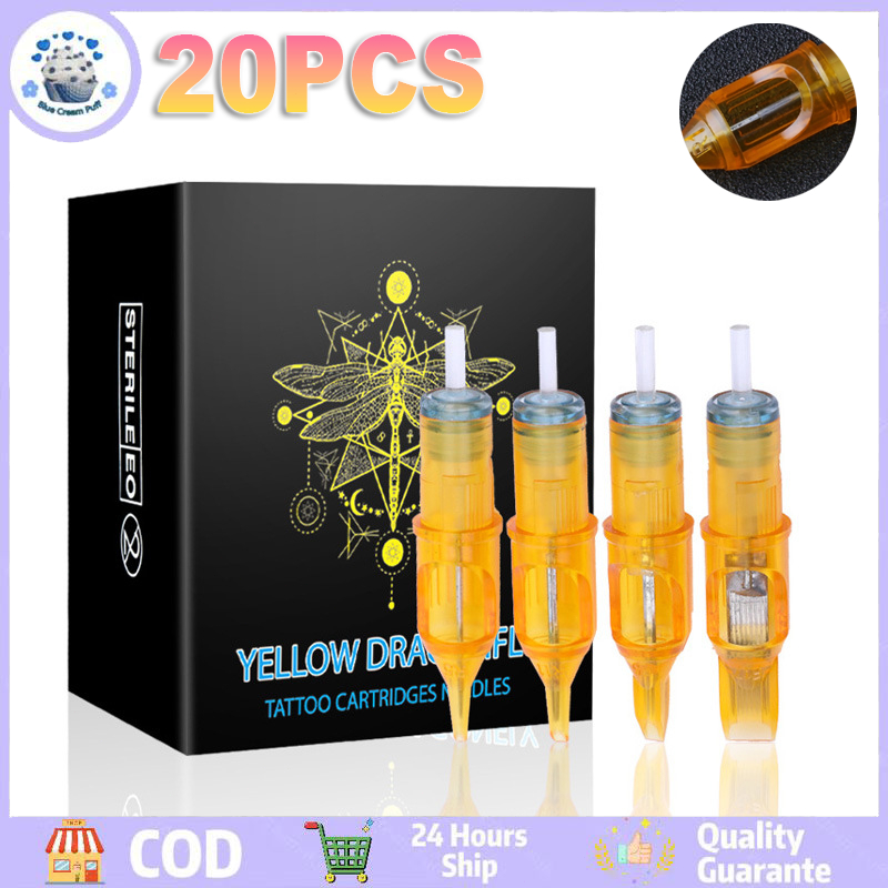 1 kotak berisi 20 buah / jarum kuning sekali pakai / jarum tato / jarum tato