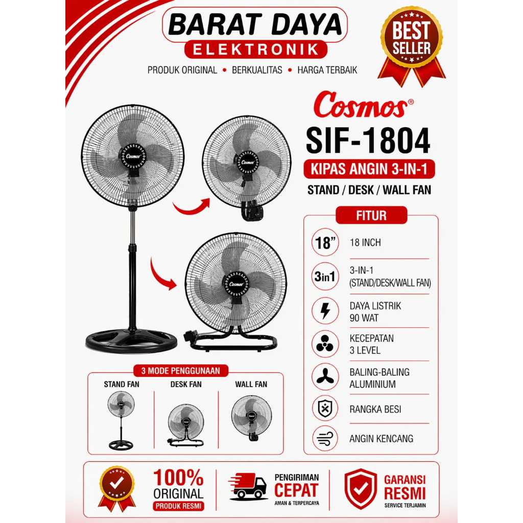 Kipas Angin Cosmos 18 Inci / SIF1804S Kipas Angin Besi 3in1 Model baru 3 in 1