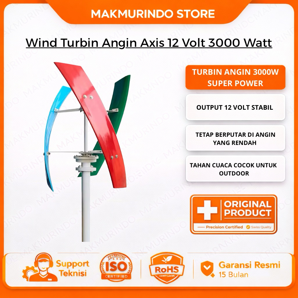 Turbin Angin 3000W 12V Vertical Axis VAWT Generator Listrik Wind Turbine Rumah Hemat Listrik