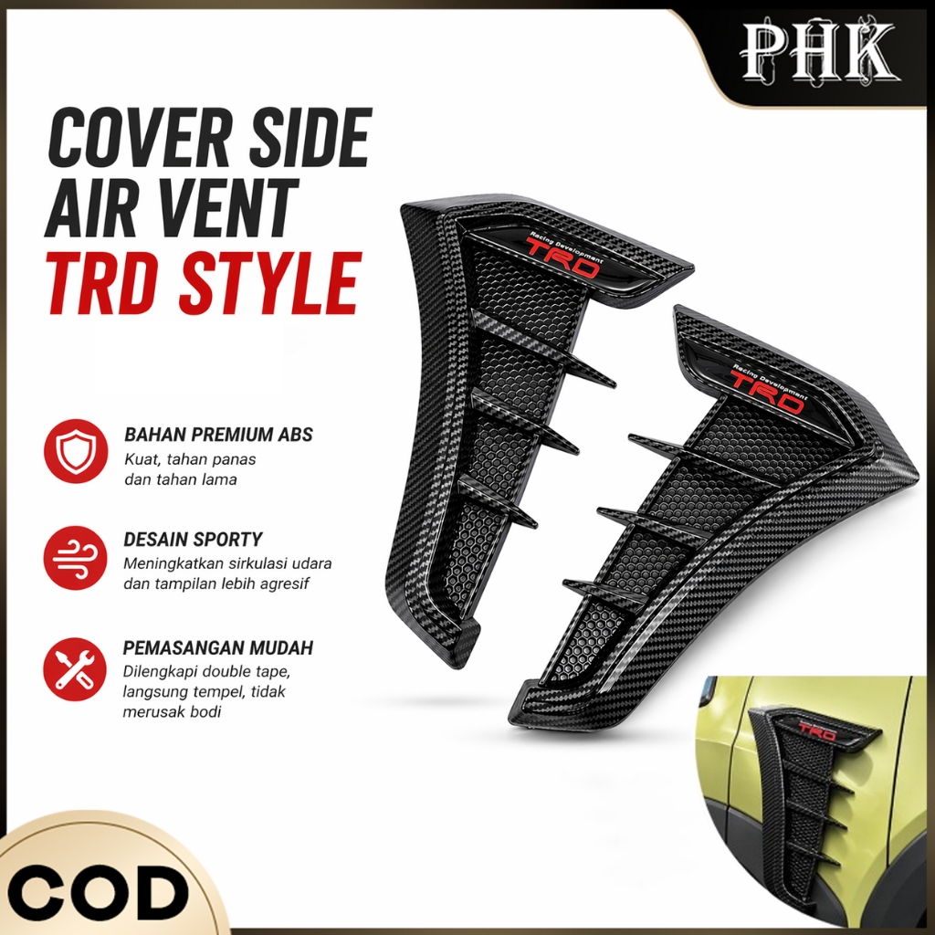PHK 2 Pcs Air Flow Scoop Fender Mobil - Universal, Mudah Dipasang, Tampilan Sporty