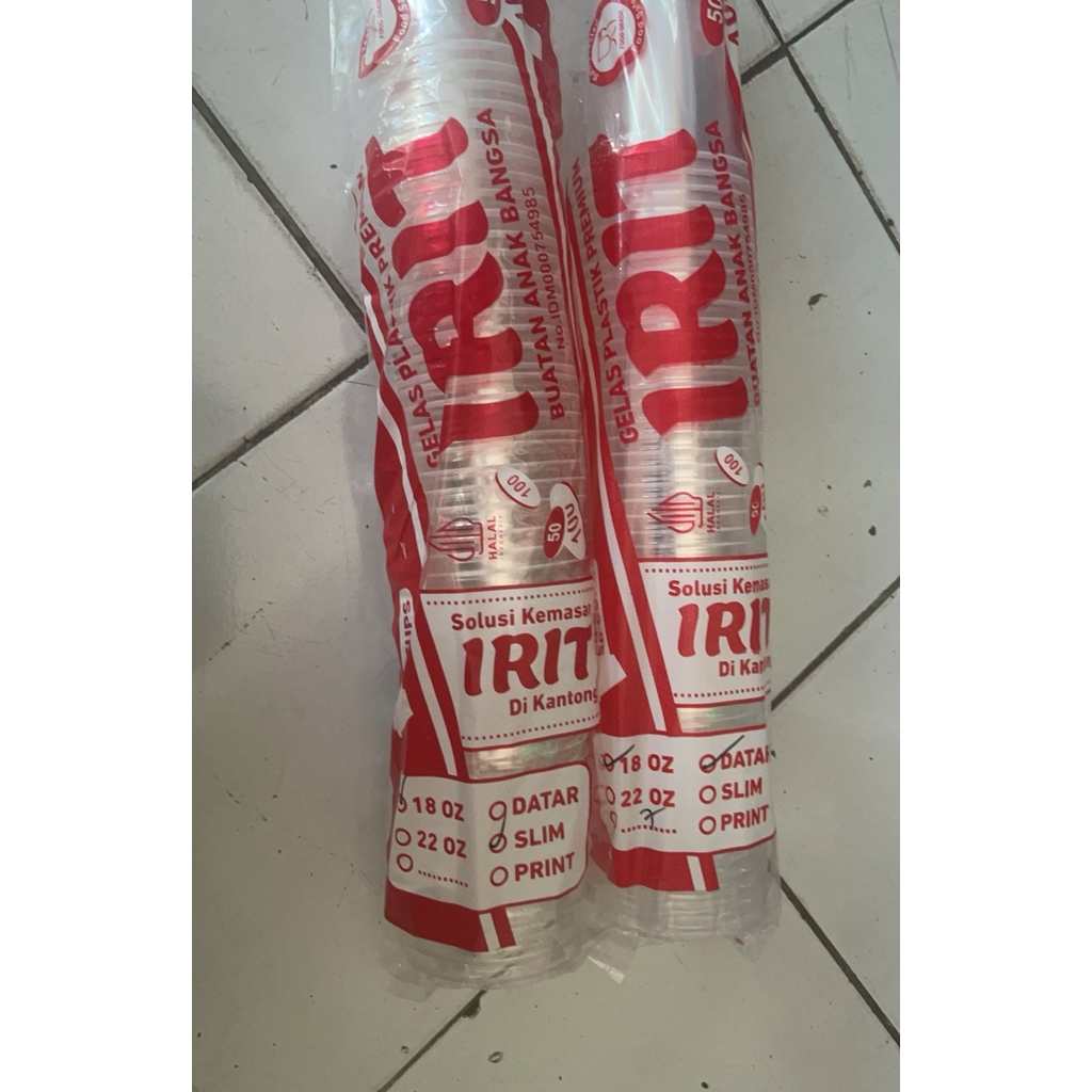 Cup gelas plastik 18 oz datar/slim