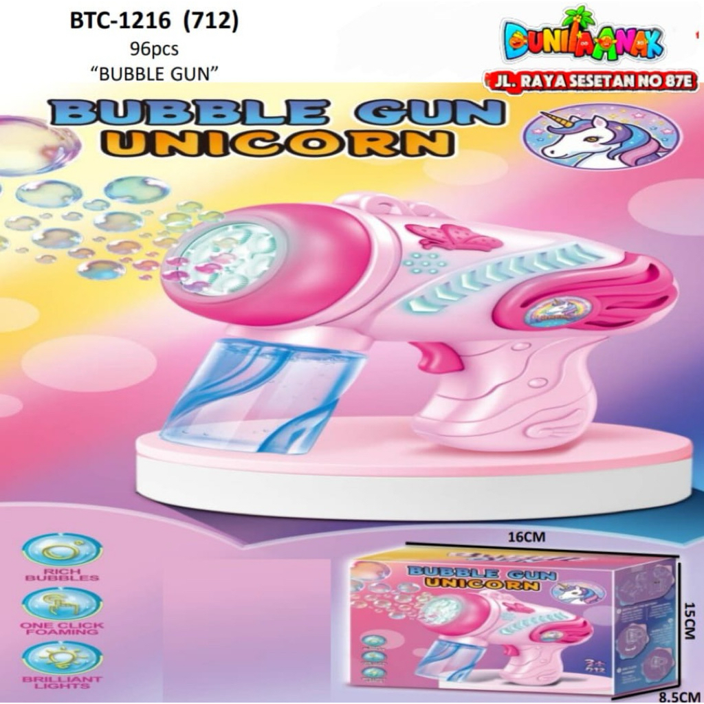MAINAN ANAK BUBBLE GUN UNICORN