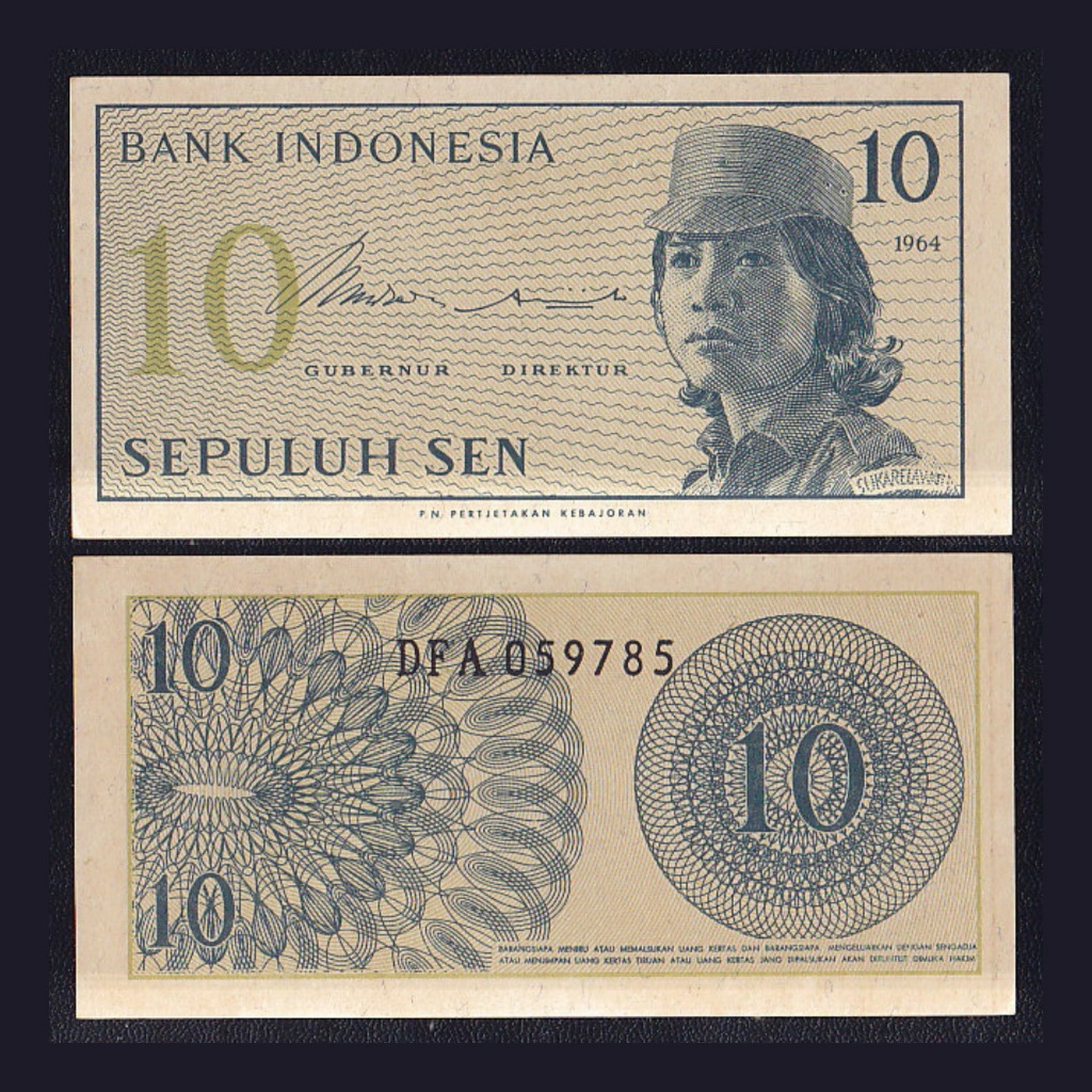 Uang kuno 10 Sen tahun 1964 seri Sukarelawan Dwikora