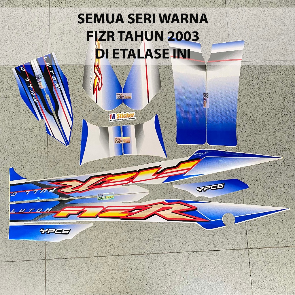 TR Sticker - Striping Yamaha Fizr 2003 Biru Putih Hitam Silver Merah Orange Sticker Lis List F1ZR Ya
