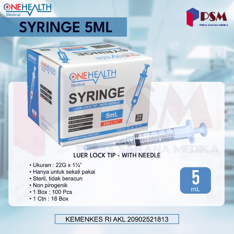 GIDCARE Disposable Syringe with Needle 5cc / Spuit 5ml
