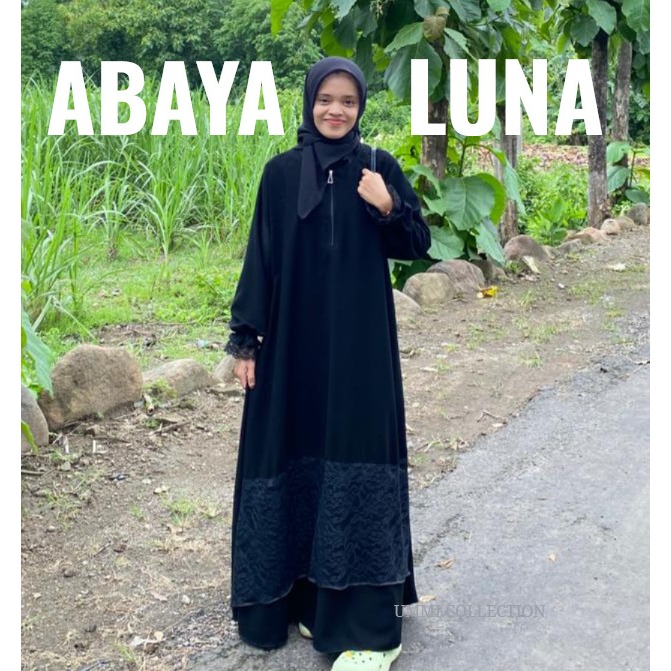 ABAYA LUNA HITAM BASIC - Abaya ummi collection