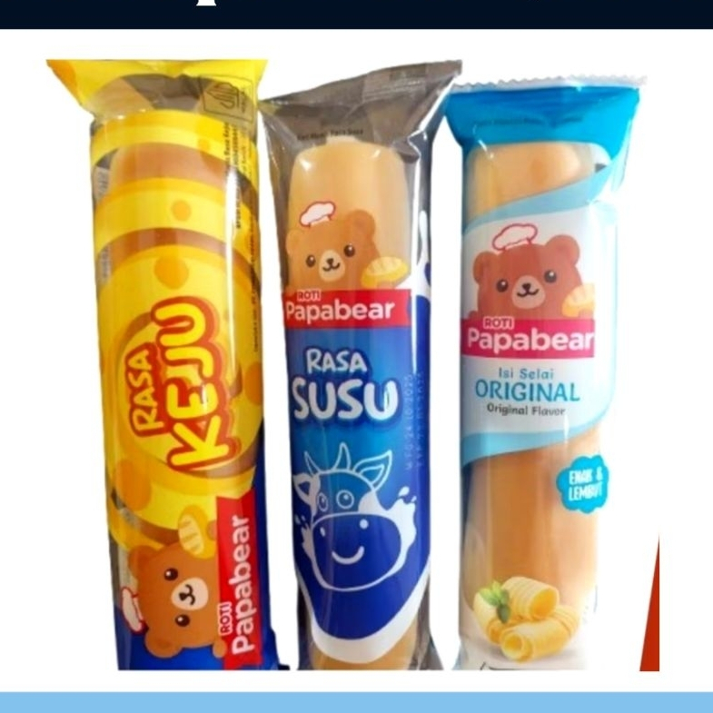 (PACK) Roti Manis PAPABEAR 20gr Cokelat,Keju,Susu 10Pcs