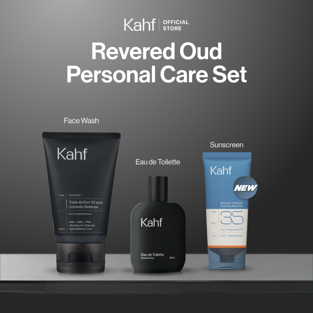 [KAHF BUNDLE 3IN1 PAKET PERAWATAN DAILY USE ESSENTIALS] Paket Revered Oud Personal Care Set (Face Wa