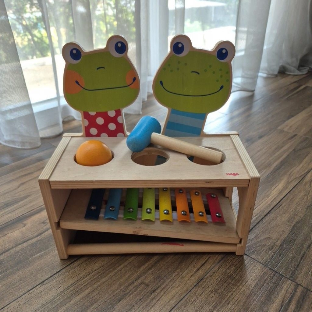 mainan kayu xylophone motorik halus merek Haba preloved like new