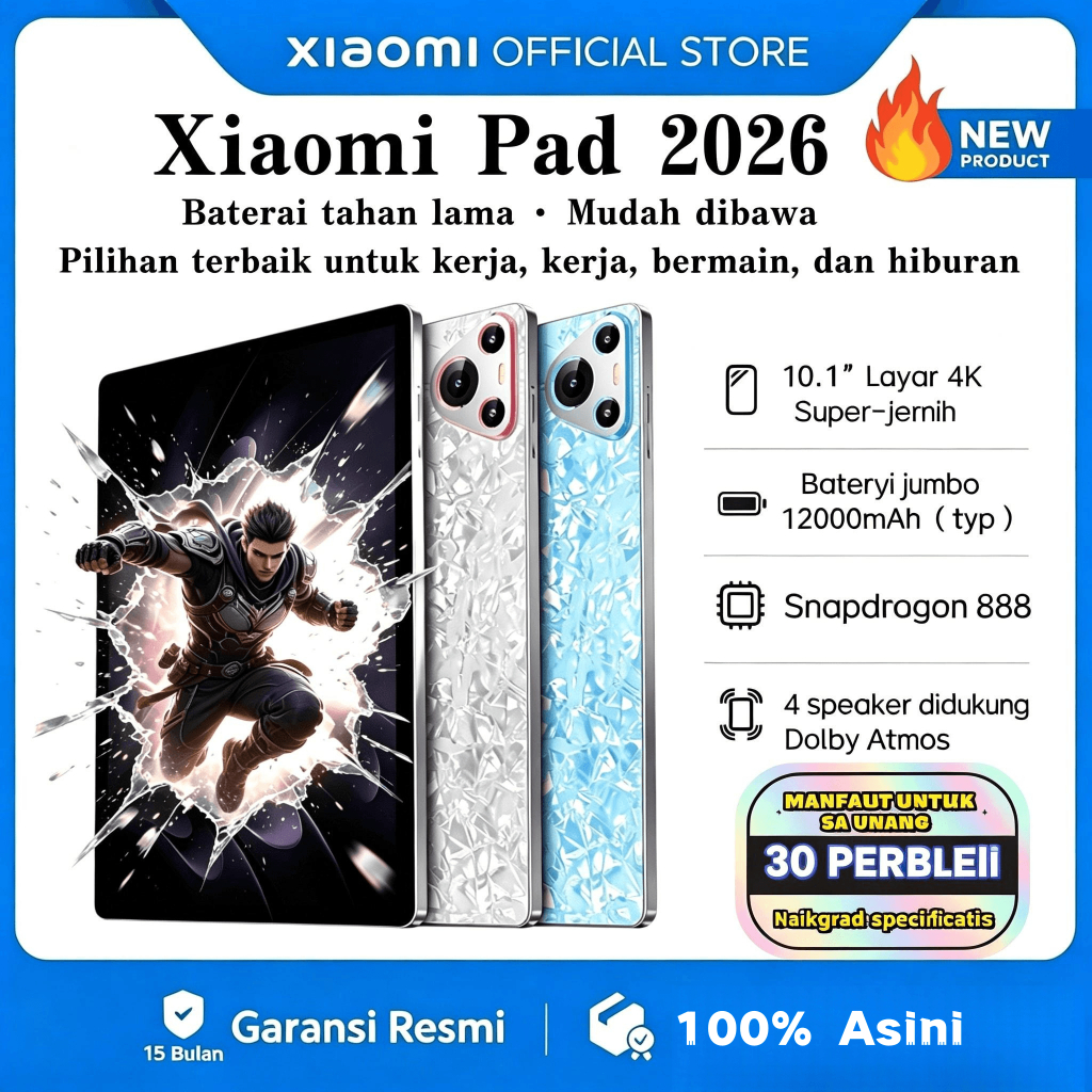 [Buy 1 Get 7 Free] Xiaomi Pad 5G 10.1" 16GB+1TB Snapdragon 888 | 120Hz OLED | Tablet Android Harga M