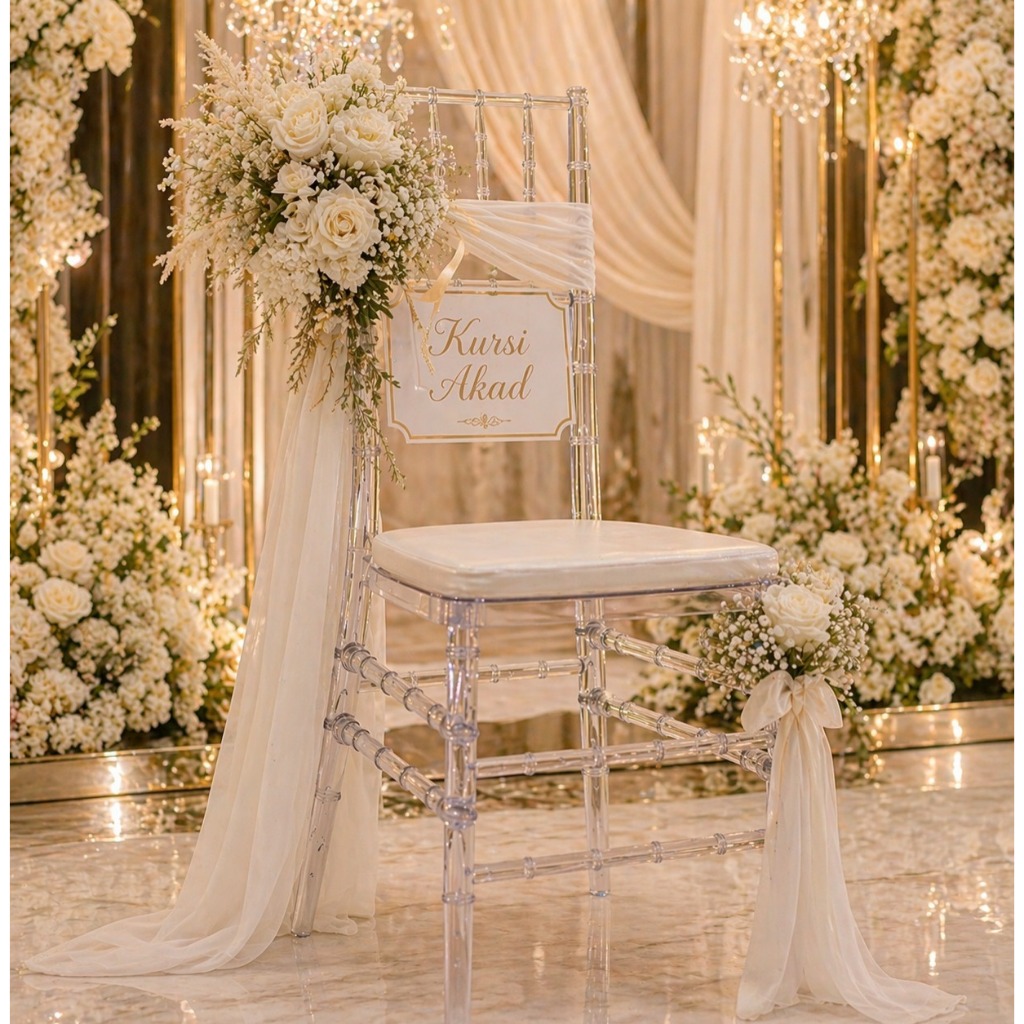 WM KURSI TIFFANY BAHAN AKRILIK BENING - KURSI UNTUK DEKORASI LAMARAN,WEDDING & AKAD NIKAH PREMIUM - 
