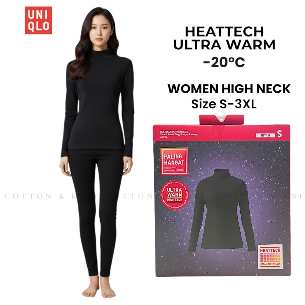 UNIQLO HEATTECH Ultra Warm Women High Neck T-Shirt / Turtleneck / Thermal Inner  Long Sleeve