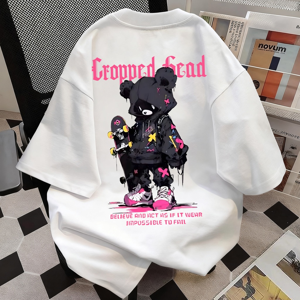 Kaos Pria Putih Oversize Style Hip Hop Cocok Nongkrong