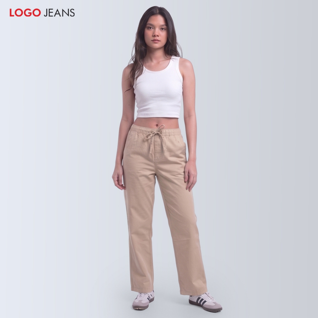 Logo Jeans Celana Panjang Wanita Carpenter Kaila Cream 43052L5CM