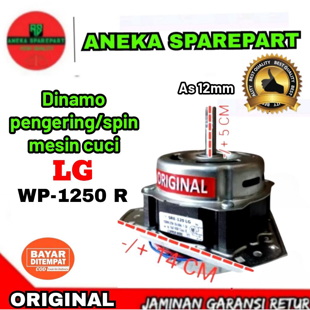 dinamo tembaga, motor pengering/spin mesin cuci 2 tabung LG WP 1250R original