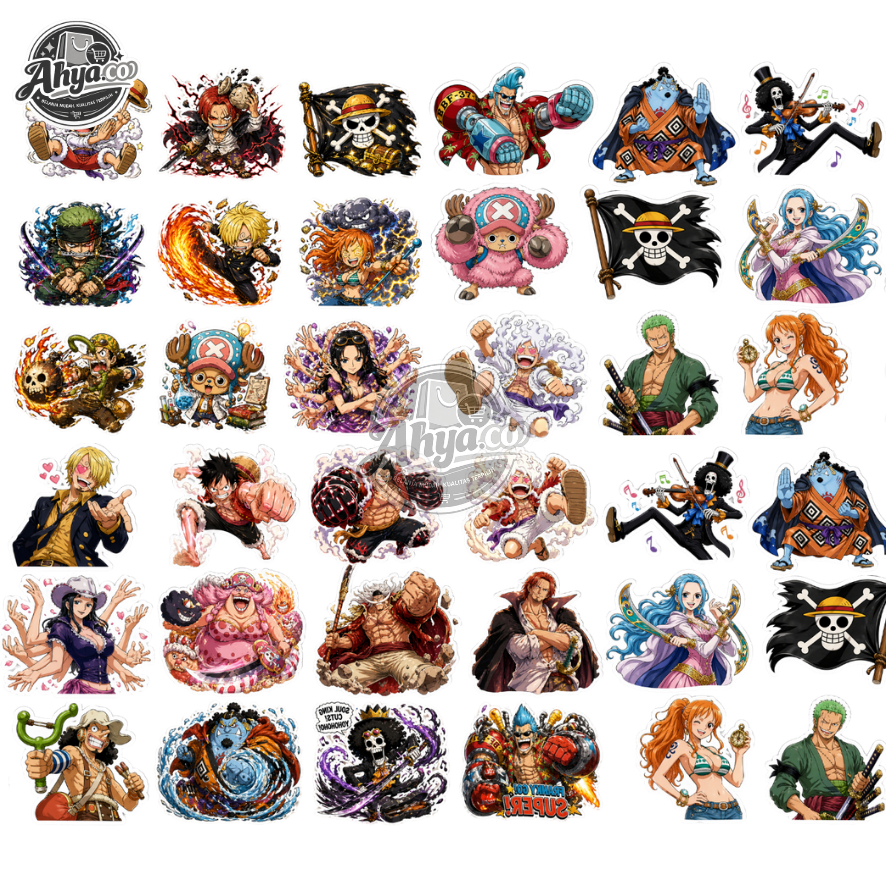2 Cetak Stiker UV DTF One Piece Karakter Lucu 15/30/45 Pcs Sticker Timbul Waterproof Tahan Panas unt