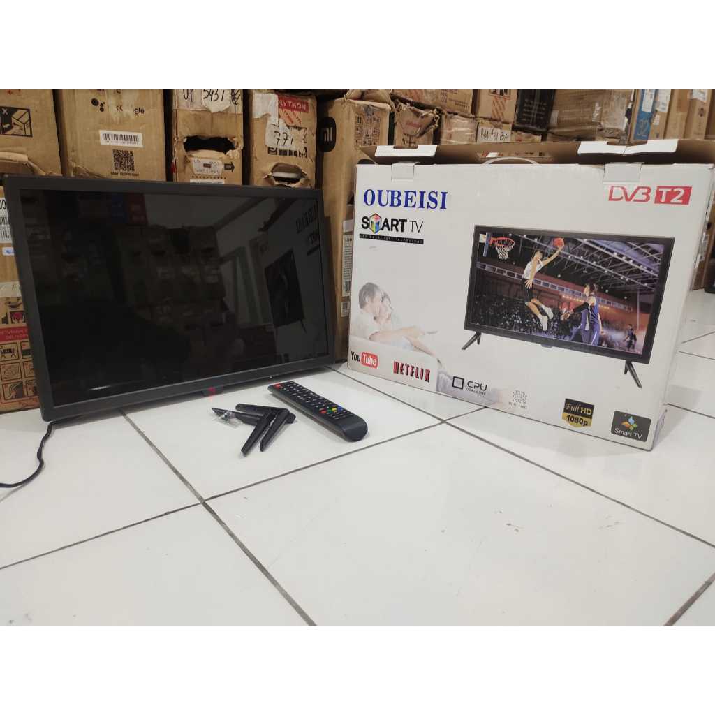 LED TV OUBESI 24IN SMART TV BISA YOUTUBE WIFI SIAP PAKAI TANPA STB