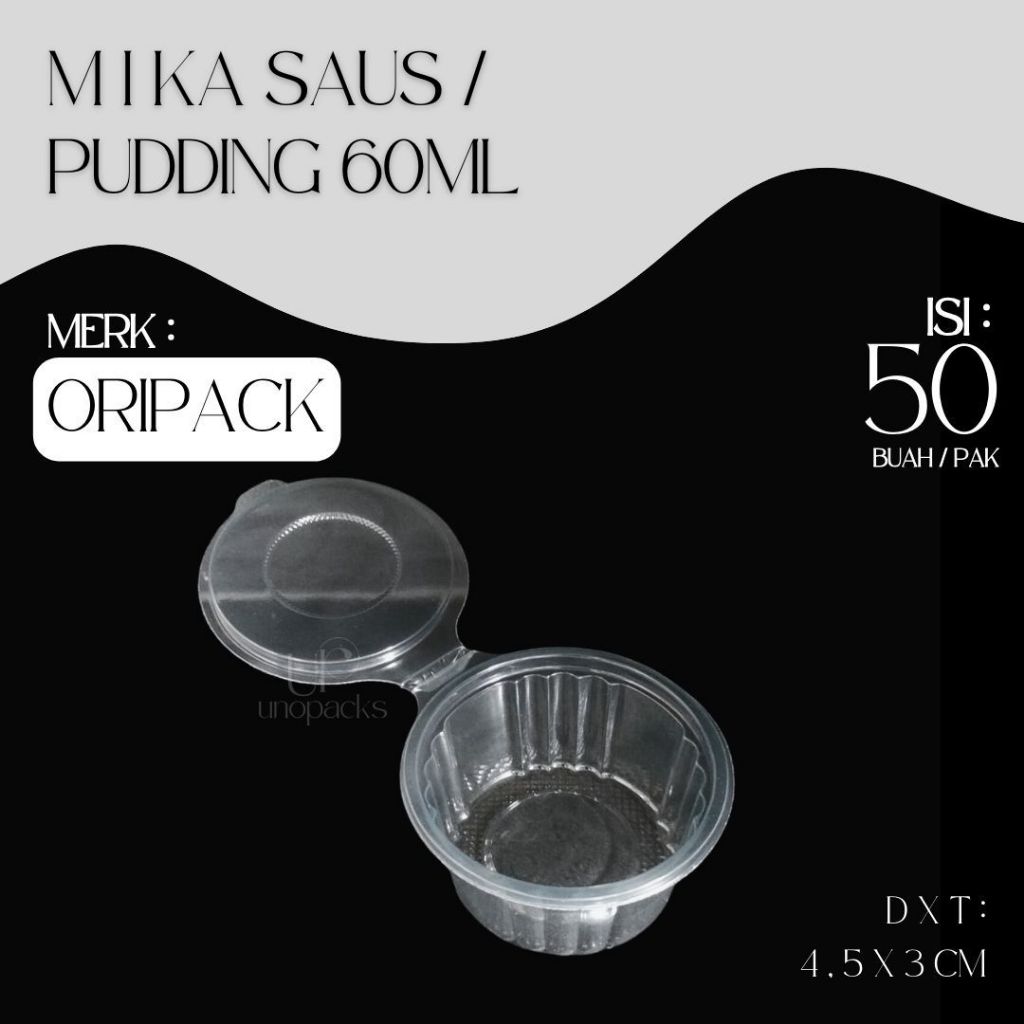MIKA PUDING/SAUS BULAT 60ML WADAH PUDING SAUS SAMBAL PLASTIK PLUS TUTUP BENING ORIPACK (50 PCS)