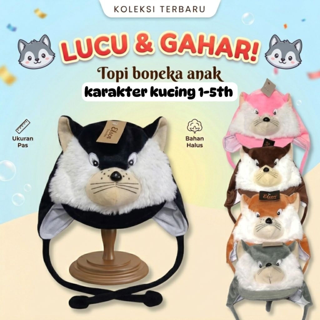 KUPLUK ANAK KARAKTER HEWAN LUCU MURAH TOPI ANAK HEWAN