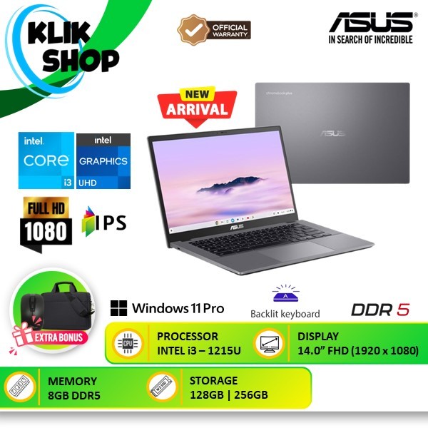 LAPTOP ASUS CHROMEBOOK PLUS CX34 Intel i3 1215U 8GB 128GB 14.0 FHD Windows 11 PRO