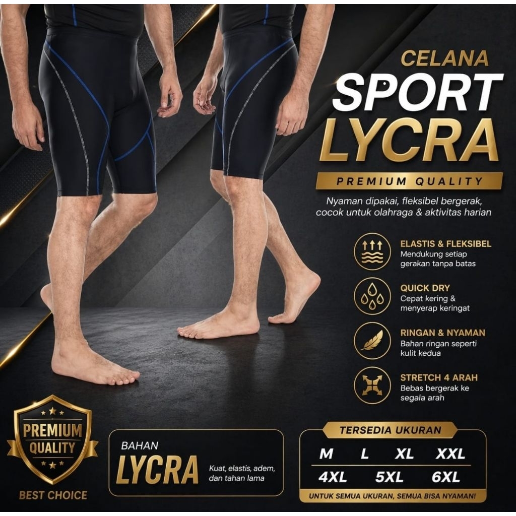 Legging Pendek Renang Bahan Lycra