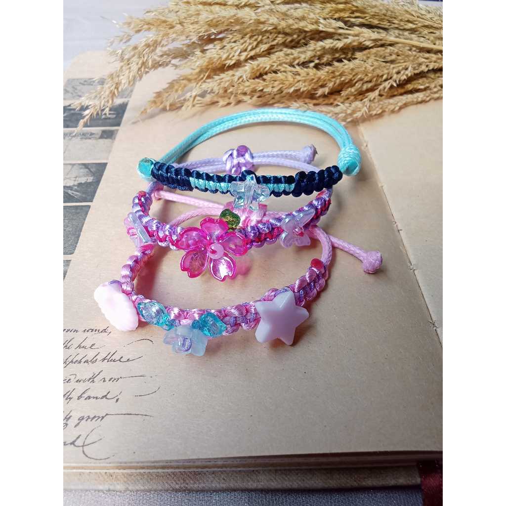 Gelang Tali Korea Aesthetic Kupu-Kupu Biru Lucu Adjustable Wanita Kekinian
