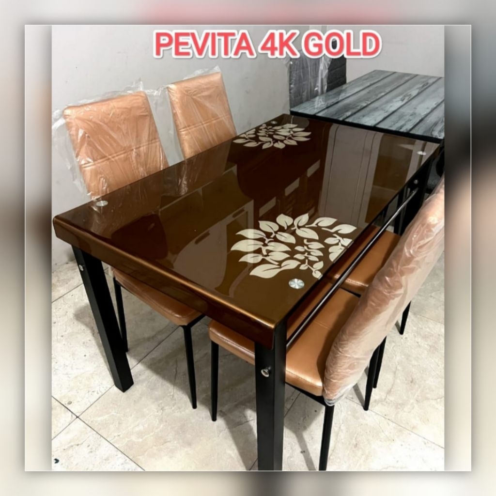 [MEBELBANJARMASIN] PROMO SET MEJA MAKAN MEJA KACA KAKI BESI